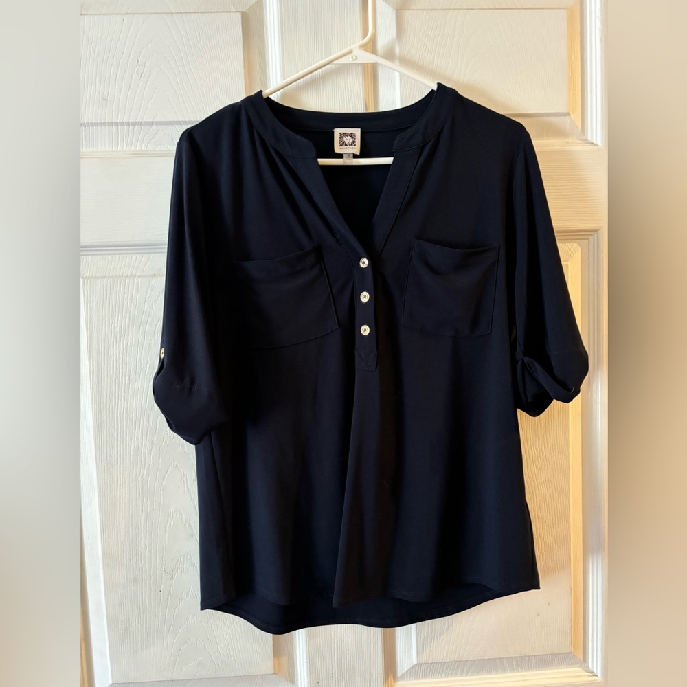 Anne Klein navy blouse